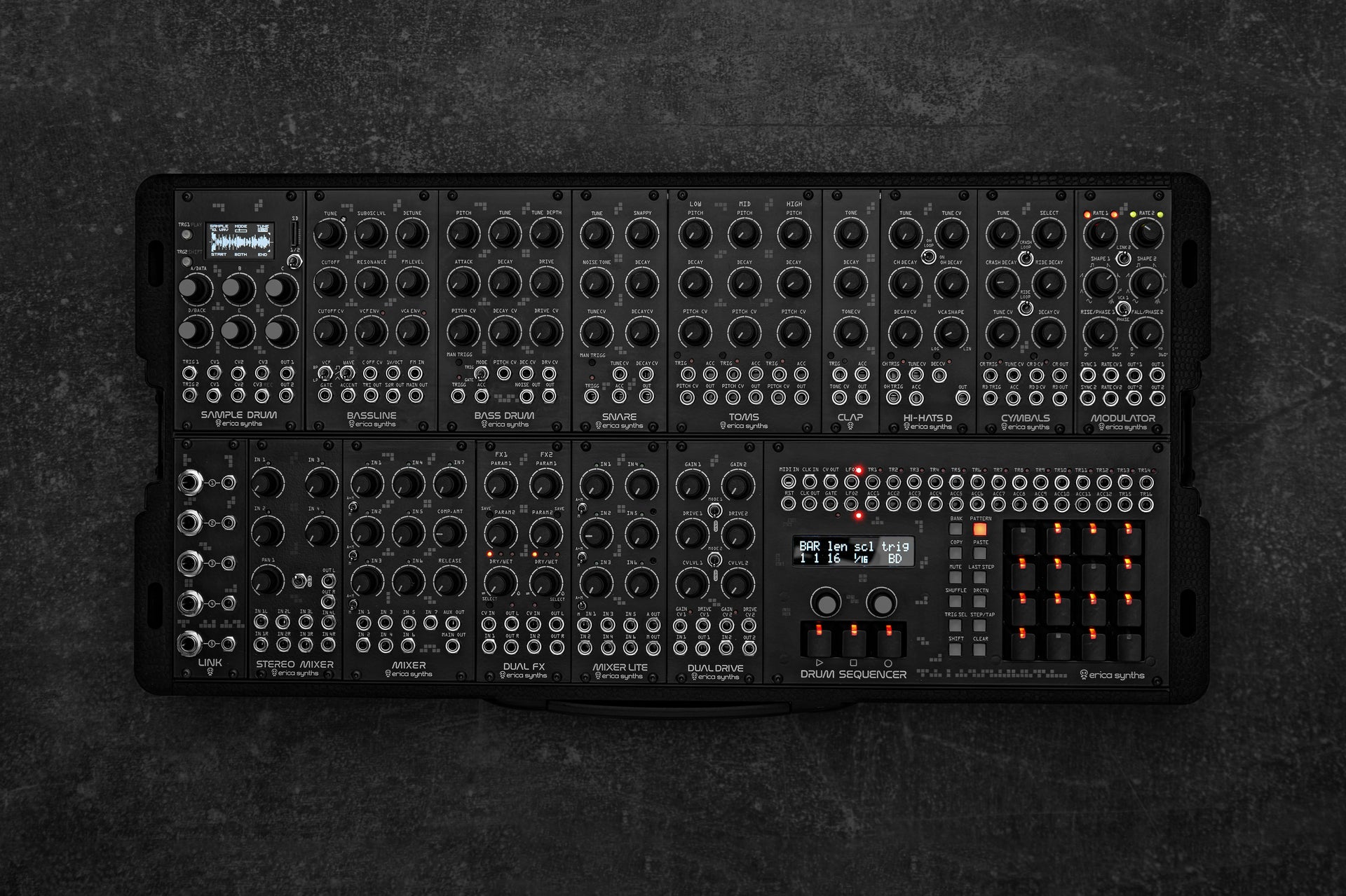 Erica Synths Limited Edition Techno System in Carbon Fiber Case 